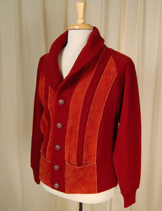 1950s Rust Ultra Suede Cardigan Cats Like Us