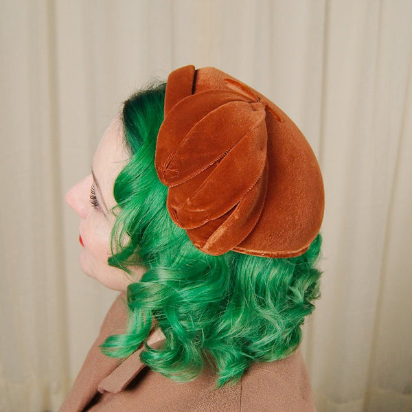 1950s Rust Velvet Hat Cats Like Us