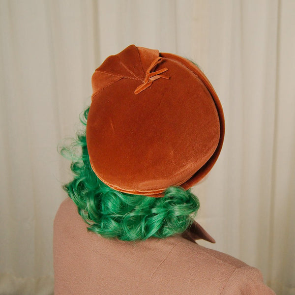 1950s Rust Velvet Hat Cats Like Us