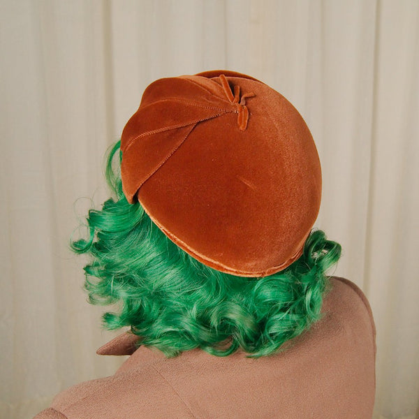 1950s Rust Velvet Hat Cats Like Us