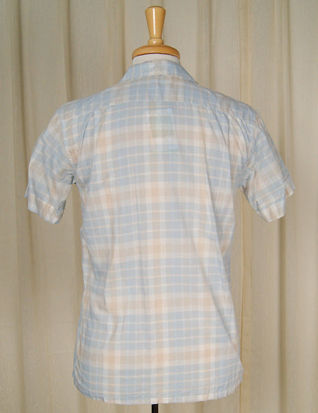 1950s SS Blue Plaid Loop Shirt Cats Like Us