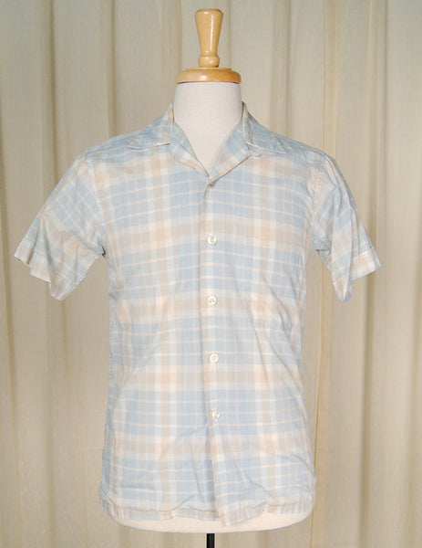 1950s SS Blue Plaid Loop Shirt Cats Like Us