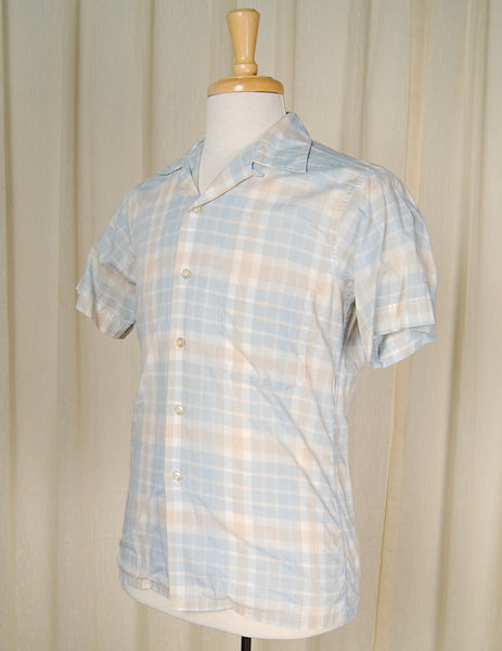 1950s SS Blue Plaid Loop Shirt Cats Like Us