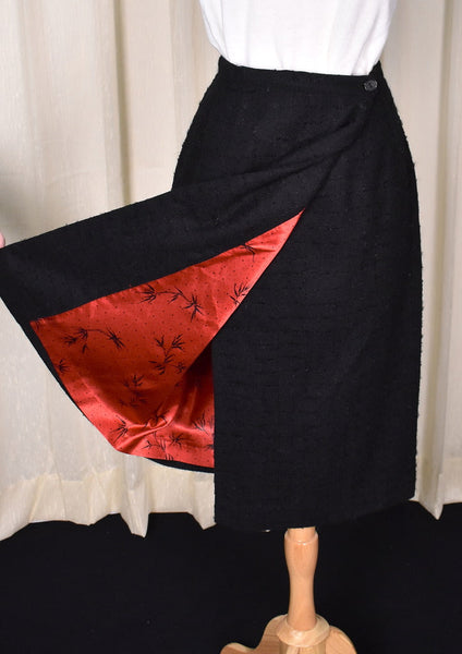 1950s Sexy Black Wrap Skirt Cats Like Us