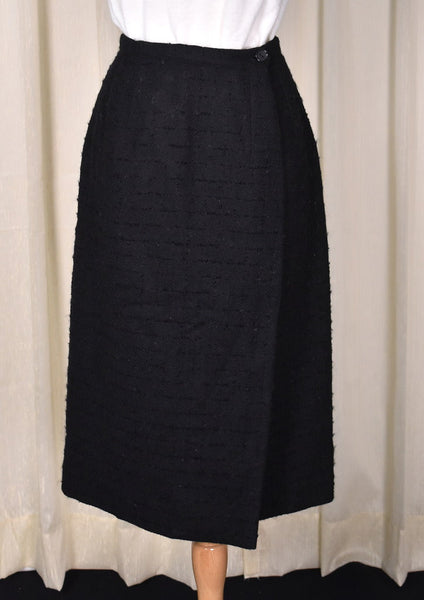 1950s Sexy Black Wrap Skirt Cats Like Us