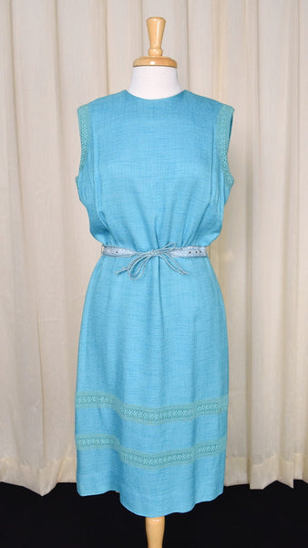 1950s Sexy Blue Linen Dress Cats Like Us