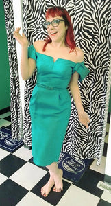 1950s Sexy Teal Wiggle Dress Cats Like Us