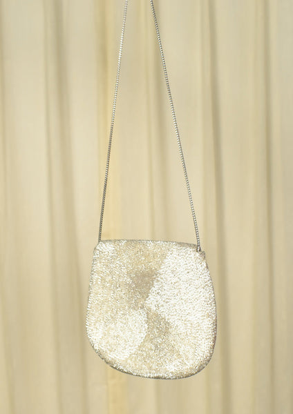 1950s Silver Beaded Handbag Cats Like Us