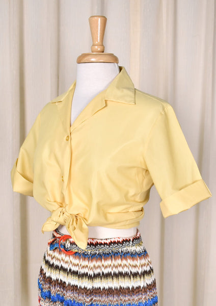 1950s Simple Yellow Vintage Blouse Cats Like Us