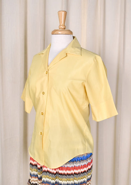 1950s Simple Yellow Vintage Blouse Cats Like Us