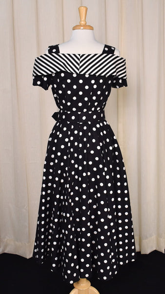 1950s Style B&W Polka Dot Dress Cats Like Us