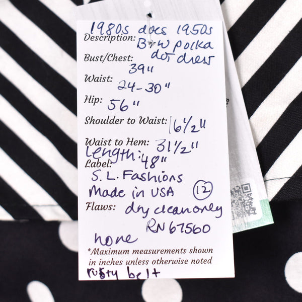 1950s Style B&W Polka Dot Dress Cats Like Us