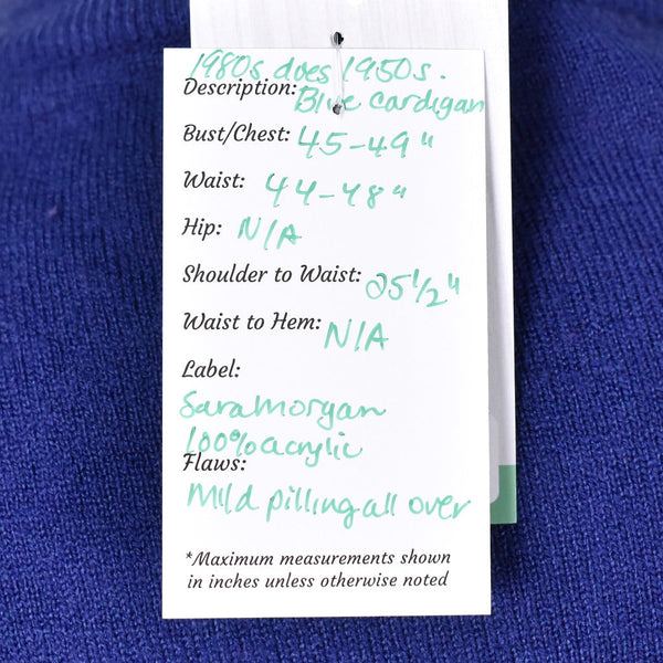 1950s Style Vintage Blue Cardigan Cats Like Us