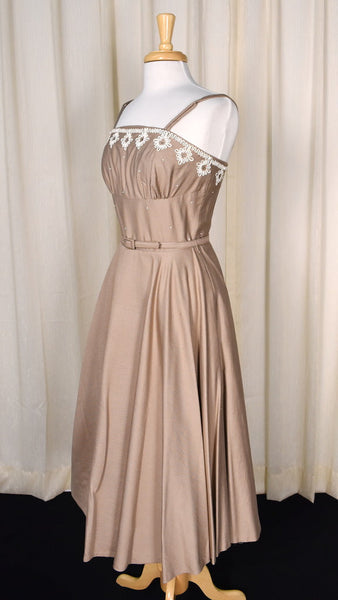 1950s Tan Soutache Vintage Dress Set Cats Like Us