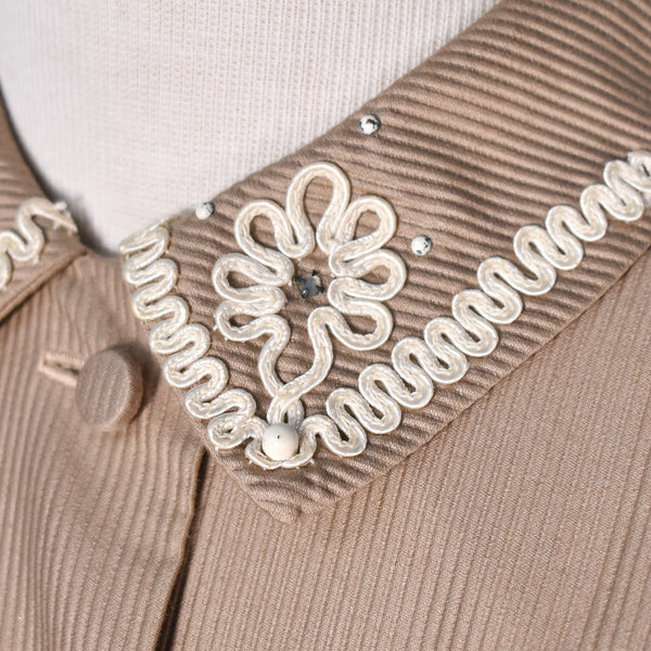 1950s Tan Soutache Vintage Dress Set Cats Like Us