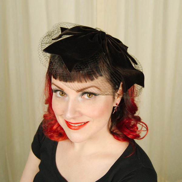 1950s Velvet Bow Fascinator Cats Like Us