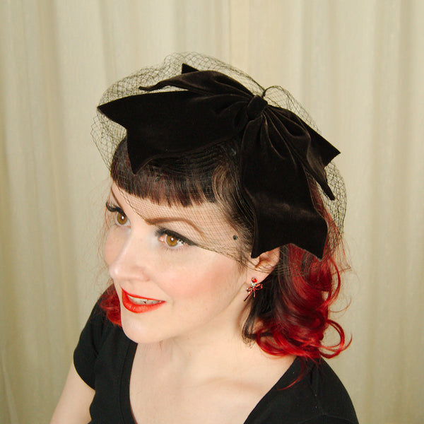 1950s Velvet Bow Fascinator Cats Like Us