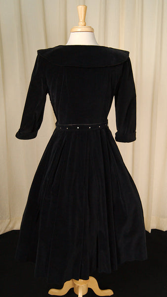 1950s Velvet Rhinestone Dress Cats Like Us