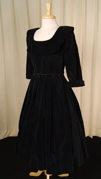 1950s Velvet Rhinestone Dress Cats Like Us