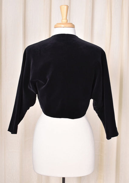 1950s Vintage Black Velvet Bolero Jacket Cats Like Us