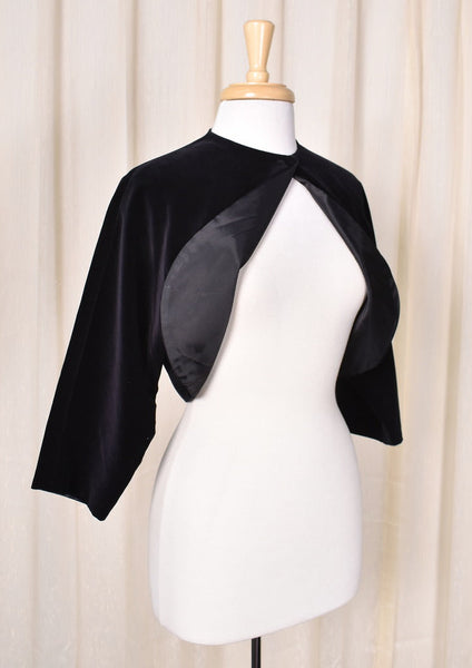1950s Vintage Black Velvet Bolero Jacket Cats Like Us