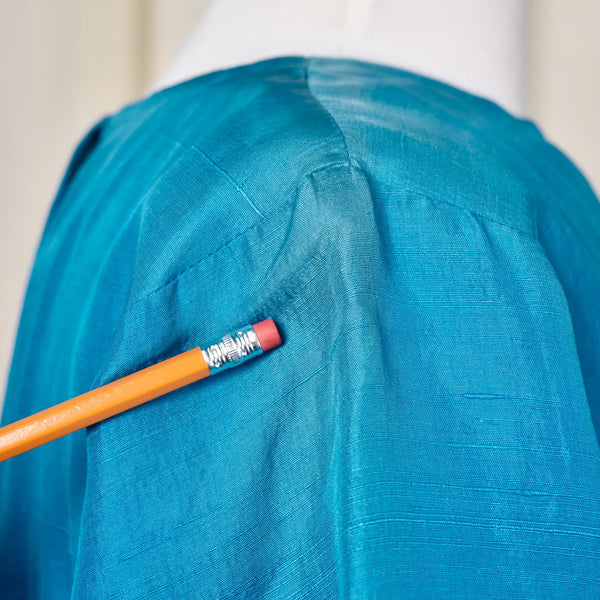 1950s Vintage Blue Button Silk Sheath Dress Cats Like Us