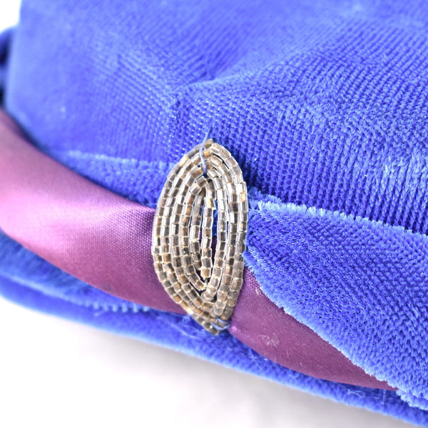 1950s Vintage Blue Velvet Feather Cap Cats Like Us