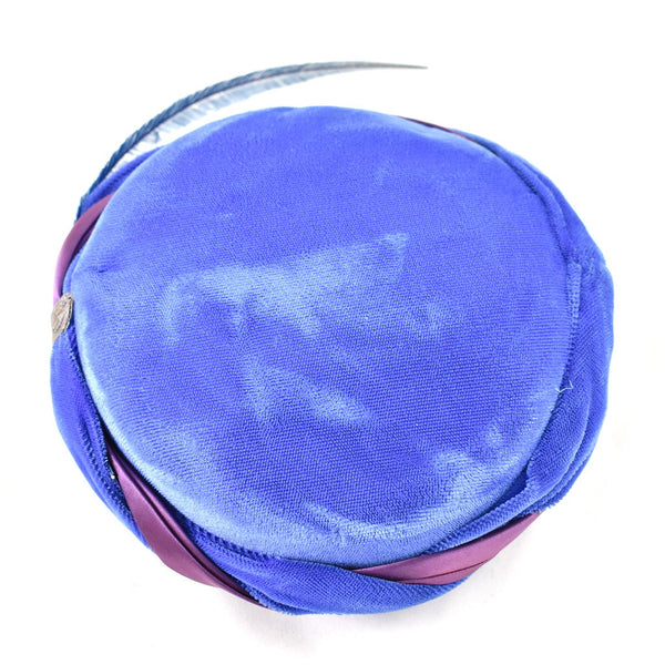 1950s Vintage Blue Velvet Feather Cap Cats Like Us