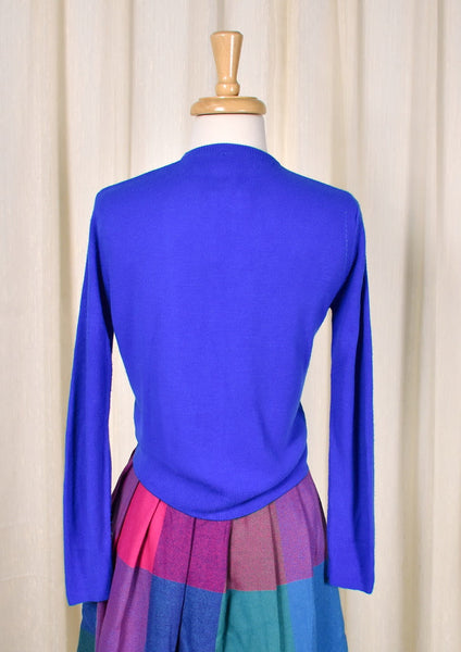 1950s Vintage Bright Blue Cardigan Cats Like Us