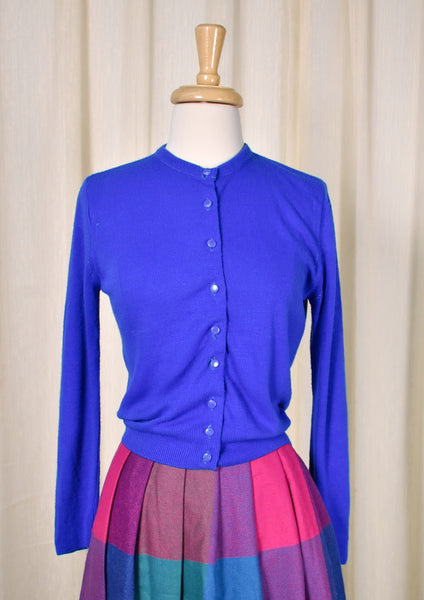 1950s Vintage Bright Blue Cardigan Cats Like Us