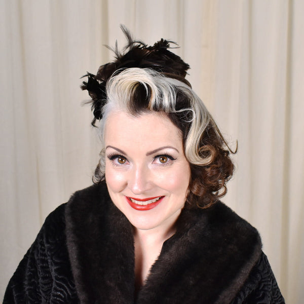 1950s Vintage Brown Feather Topper Hat Cats Like Us