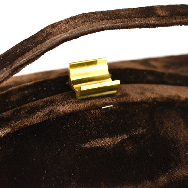 1950s Vintage Brown Velvet Box Handbag Cats Like Us