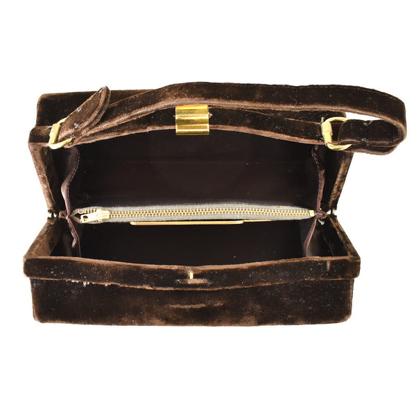 1950s Vintage Brown Velvet Box Handbag Cats Like Us