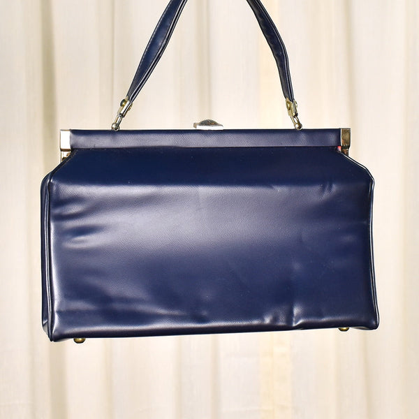 1950s Vintage Dark Navy Handbag Cats Like Us