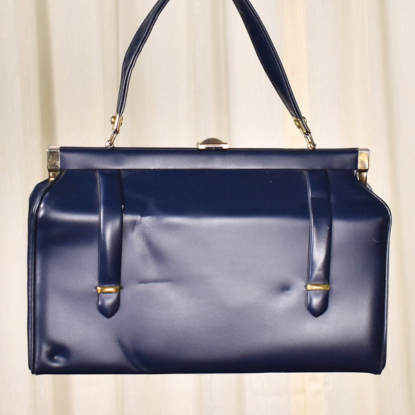 1950s Vintage Dark Navy Handbag Cats Like Us