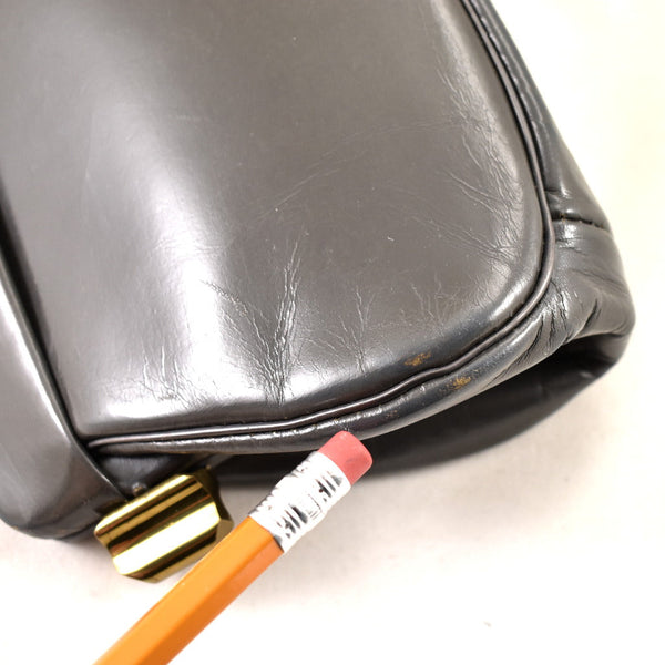 1950s Vintage Gray Double Lock Clutch Bag Cats Like Us