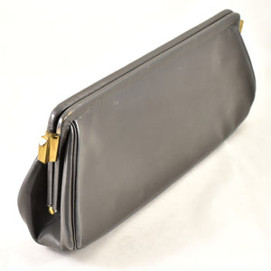 1950s Vintage Gray Double Lock Clutch Bag Cats Like Us