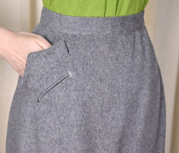 1950s Vintage Gray Wool & Cashmere Pencil Skirt Cats Like Us