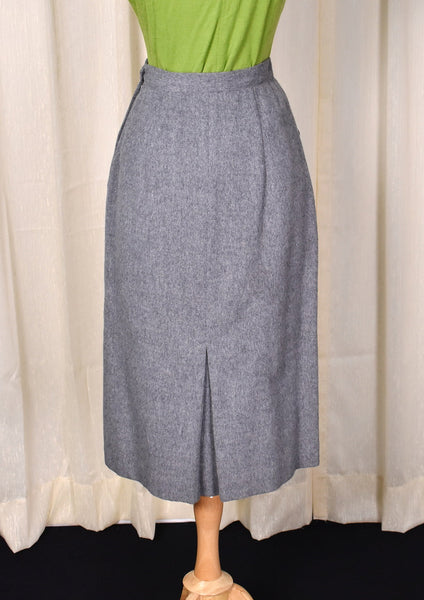 1950s Vintage Gray Wool & Cashmere Pencil Skirt Cats Like Us