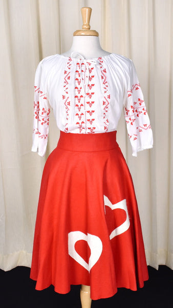 1950s Vintage Hearts Circle Skirt Cats Like Us