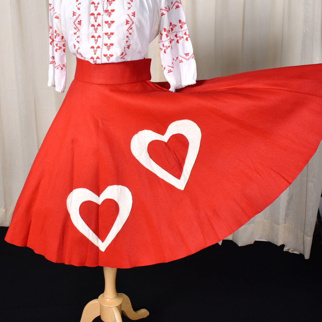 1950s Vintage Hearts Circle Skirt