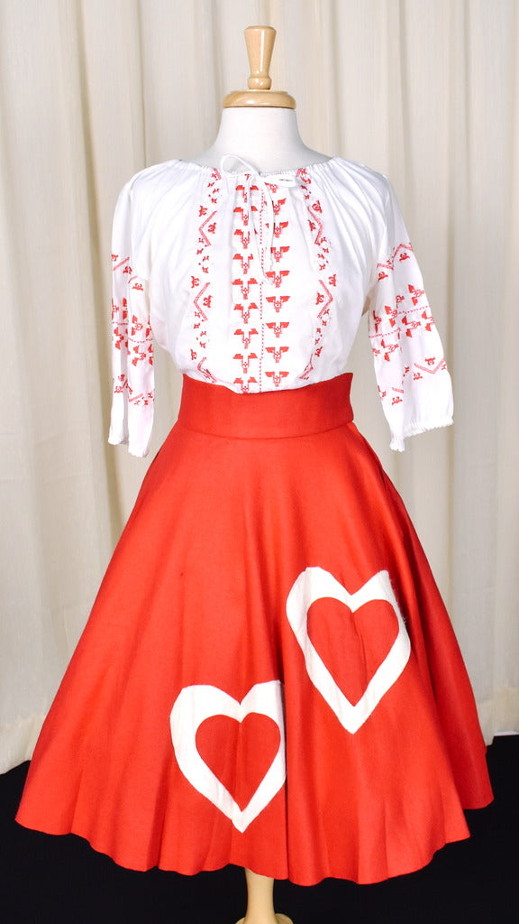 1950s Vintage Hearts Circle Skirt