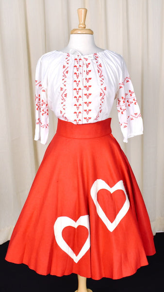 1950s Vintage Hearts Circle Skirt Cats Like Us