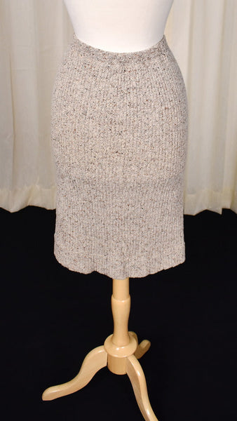 1950s Vintage Khaki Knit Skirt Set Cats Like Us