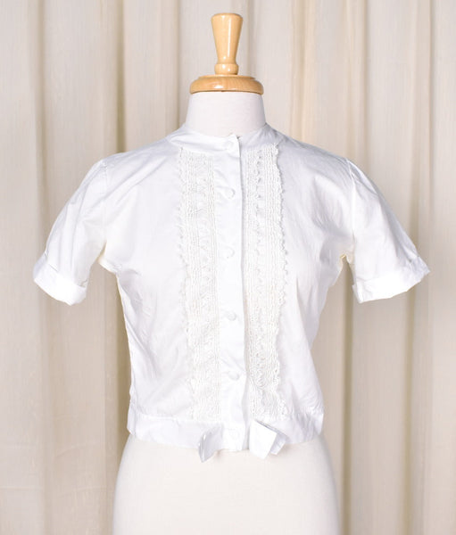 1950s Vintage Lace Front & Back Blouse Cats Like Us