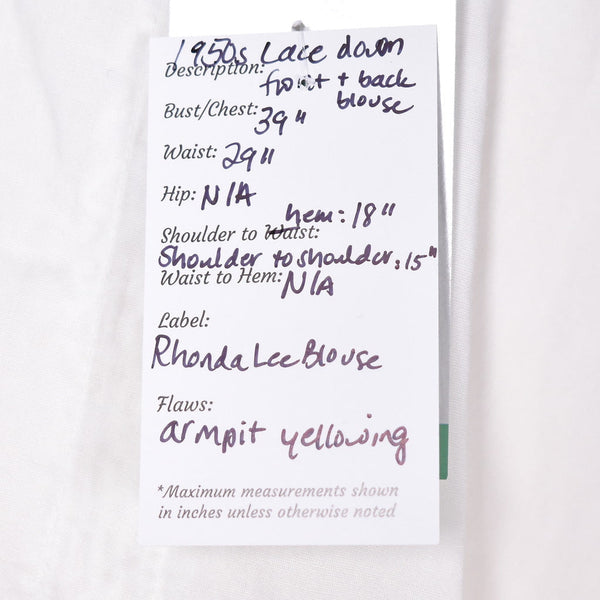 1950s Vintage Lace Front & Back Blouse Cats Like Us