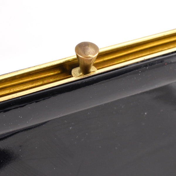 1950s Vintage Large Black Patent Clutch Cats Like Us