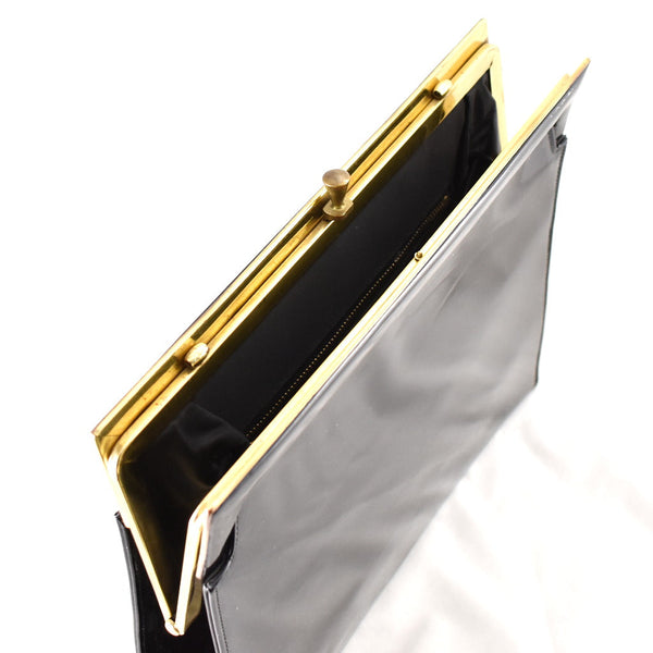 1950s Vintage Large Black Patent Clutch Cats Like Us