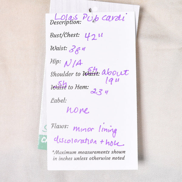 1950s Vintage Lola's Pub Cardigan Cats Like Us