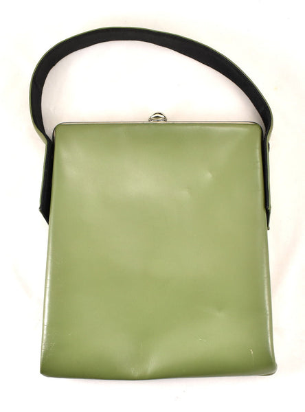 1950s Vintage Moss Green Tall Handbag Cats Like Us